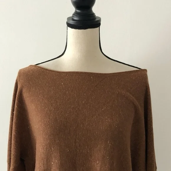 Pinko Metallic Ombre Brown Backless Sweater Top L